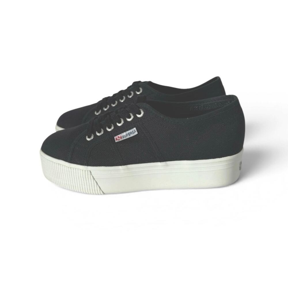 Superga 2790 Women’s Platform Lace Up Sneakers Size 40 US 9 Black Canvas